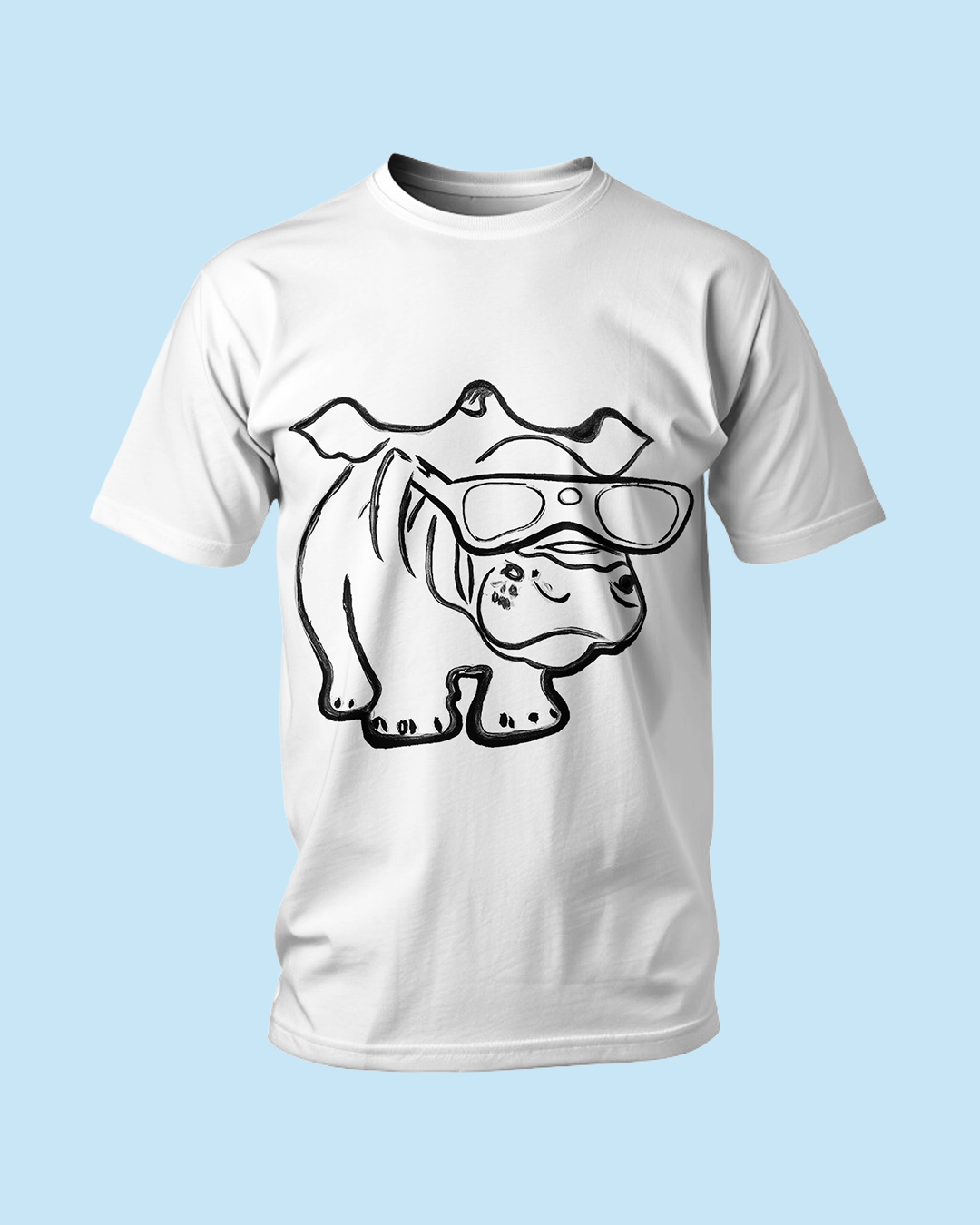 Cool Hippo Graphic T Shirt