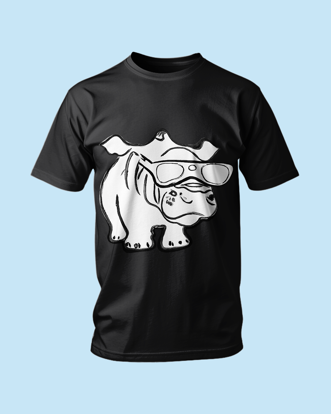 Cool Hippo Graphic T Shirt
