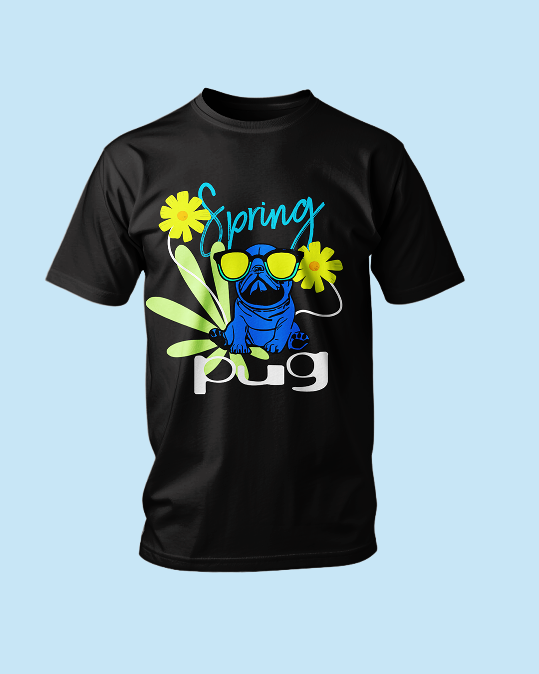 Spring Pug Graphic T Shirt