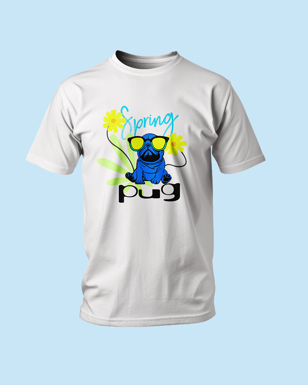 Spring Pug Graphic T Shirt